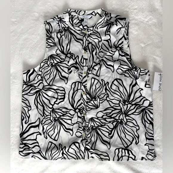 NWT Nine West Ruffle Sleeveless Blouse, Size XXL - Picture 5 of 13